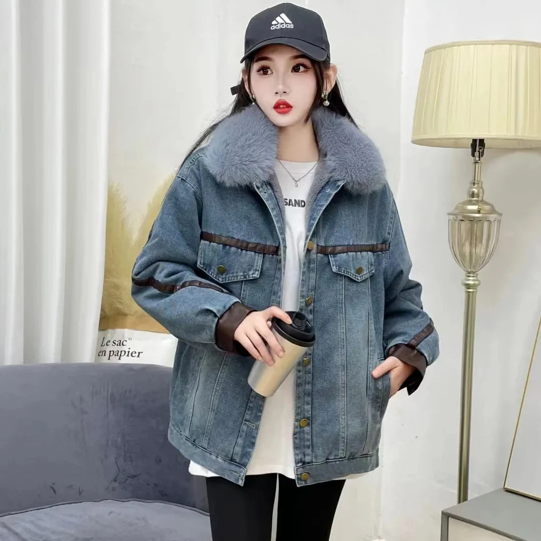 Rabbit Down Denim Cotton Jacket For Women's Wear In Winter 2023 New Style, Double Face Thickened Design Fleece Cotton Parkas
Rabbit Down Denim Cotton Jacket For Women's Wear In Winter 2023 New Style, Double Face Thickened Design Fleece Cotton Parkas