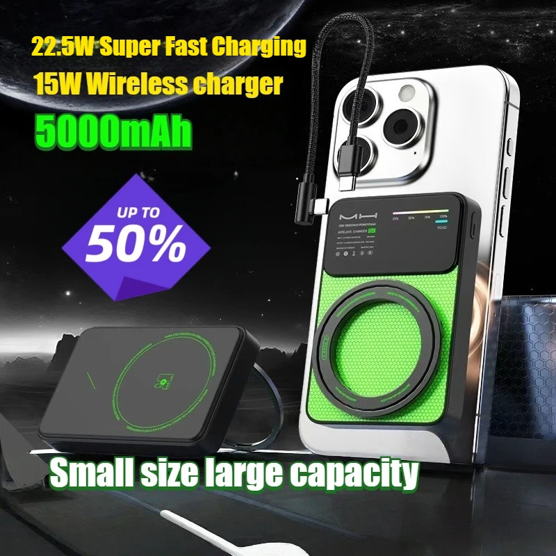 22.5W 5000mAh Super Fast Charging Wireless Power Bank 3C Certified Built-in Cable & Bracket Portable Mobile Power Supply
22.5W 5000mAh Super Fast Charging Wireless Power Bank 3C Certified Built-in Cable & Bracket Portable Mobile Power Supply