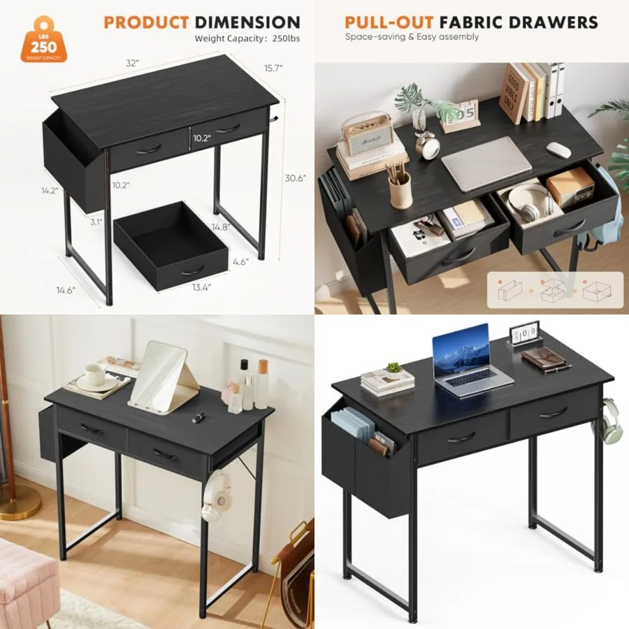 ch Small Computer Desk with Fabric Drawers for Bedroom Home Office, Writg Gamg Desks Study PC Table with Side Bag and Headphone
ch Small Computer Desk with Fabric Drawers for Bedroom Home Office, Writg Gamg Desks Study PC Table with Side Bag and Headphone