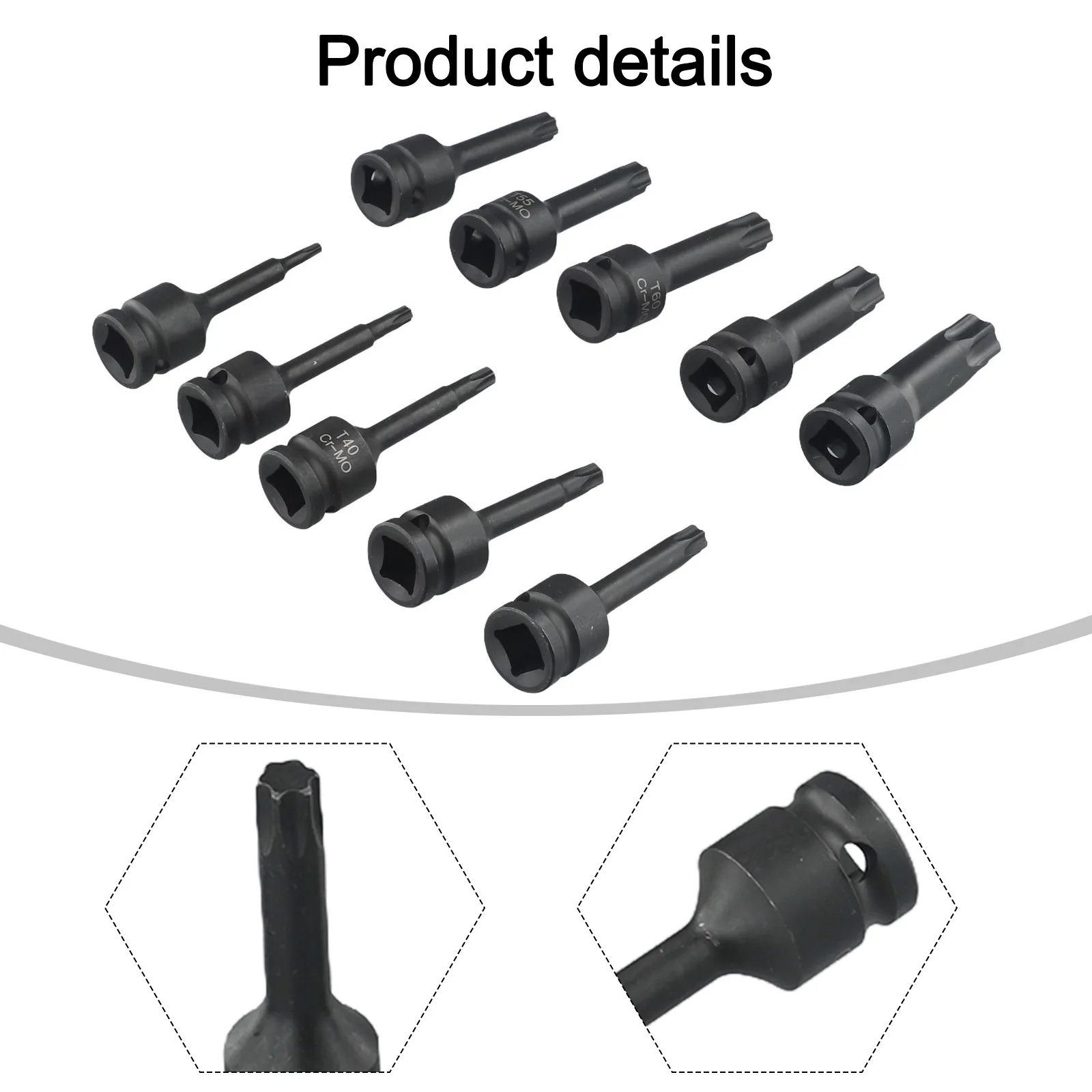 High Quality Brand New Socket Adapter Socket Bits Set T20-T80 1/2 Inch 10pcs Good Toughness Hexagon Socket High Hardness
High Quality Brand New Socket Adapter Socket Bits Set T20-T80 1/2 Inch 10pcs Good Toughness Hexagon Socket High Hardness
