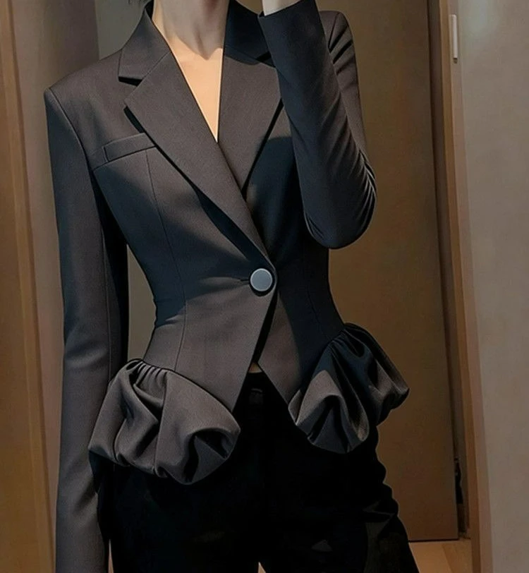 Premium Temperament Black Spliced Blazer Women's 2026 Autumn New Temperament Pinch Waist Top
Premium Temperament Black Spliced Blazer Women's 2026 Autumn New Temperament Pinch Waist Top