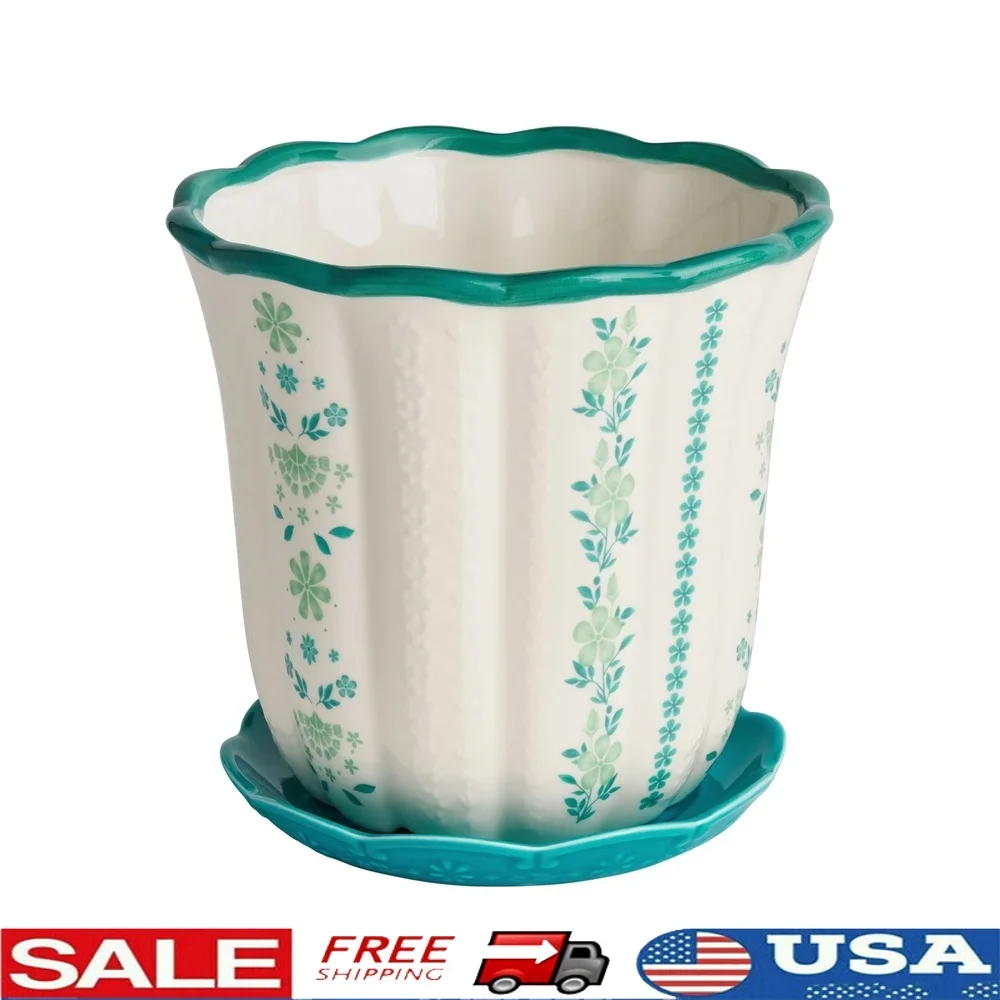 8 Inch Flower Patterned Scallop Planter Ceramic Pot Indoor Outdoor Plants Home Décor Gardening Succulent Holder
8 Inch Flower Patterned Scallop Planter Ceramic Pot Indoor Outdoor Plants Home Décor Gardening Succulent Holder