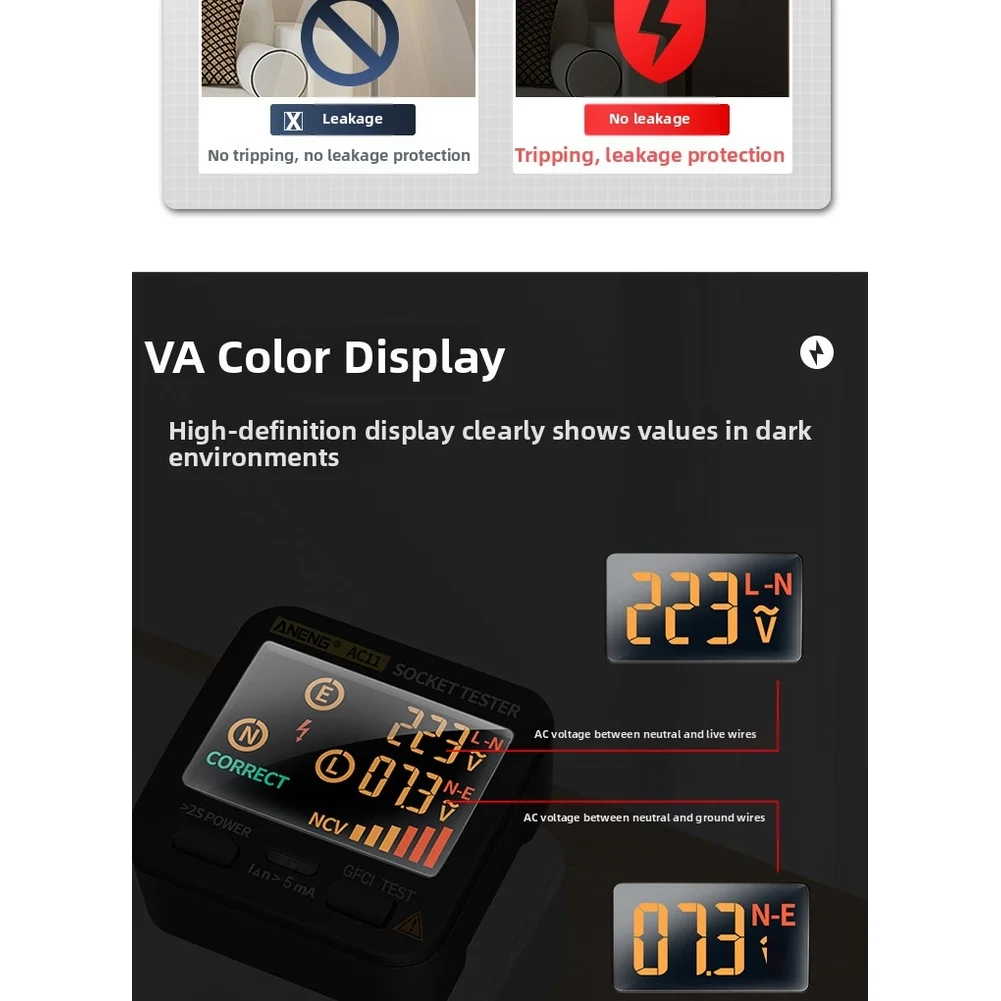 Socket Tester Digital Display Electrical Outlet Analyzer with Voltage Detector Phase Wire Testing and Multi Function Testing
Socket Tester Digital Display Electrical Outlet Analyzer with Voltage Detector Phase Wire Testing and Multi Function Testing