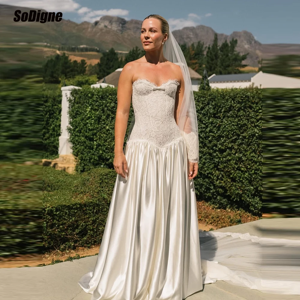 SoDigne A-line Satin/Lace Wedding Dress Sleeveless Sweetheart Bride Dress 2026 Church Wedding Gown vestidos de novia Customized
SoDigne A-line Satin/Lace Wedding Dress Sleeveless Sweetheart Bride Dress 2026 Church Wedding Gown vestidos de novia Customized