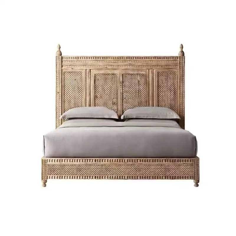 French solid wood rattan bed modern simple small apartment bedroom 1.5 meters retro homestay 1.8 double bed
French solid wood rattan bed modern simple small apartment bedroom 1.5 meters retro homestay 1.8 double bed