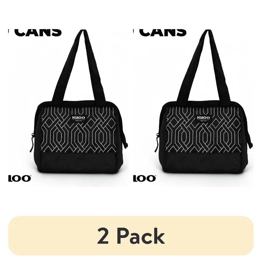 2 Pack Polyester Lunch Tote Cooler for Leftovers 9-Can Capacity, Black White Design, Insulated for Hot or Cold Meals On-the-Go
2 Pack Polyester Lunch Tote Cooler for Leftovers 9-Can Capacity, Black White Design, Insulated for Hot or Cold Meals On-the-Go