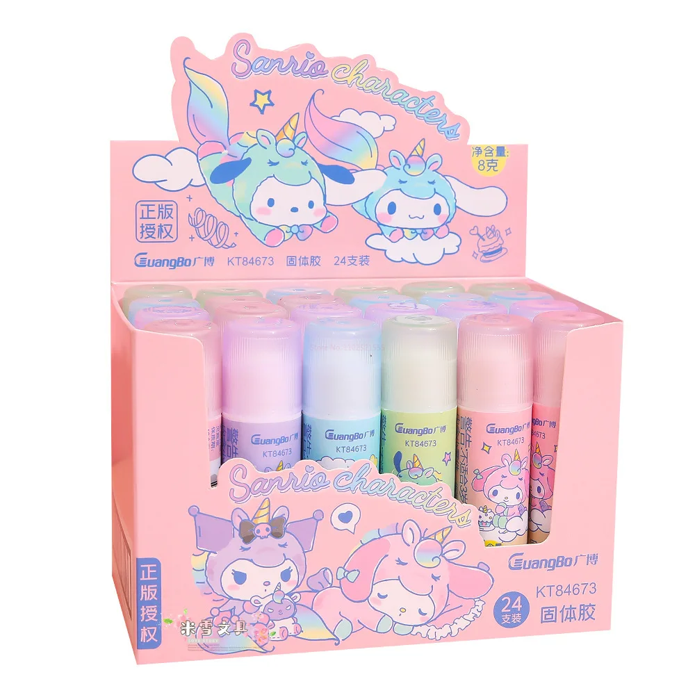 24pcs Sanrio Solid Adhesive Kuromi Melody Cinnamoroll Hello Kitty Genuine Students' Supplies Stationery Wholesale Children Gift
24pcs Sanrio Solid Adhesive Kuromi Melody Cinnamoroll Hello Kitty Genuine Students' Supplies Stationery Wholesale Children Gift