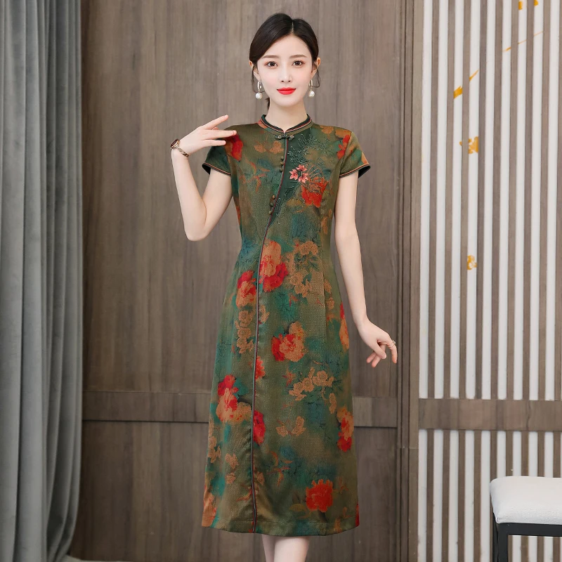Summer Fashion Silk Printed Dress for Women 2023 New Versatile Improved Qipao Loose Fit Casual Vacation Party Vestidos
Summer Fashion Silk Printed Dress for Women 2023 New Versatile Improved Qipao Loose Fit Casual Vacation Party Vestidos