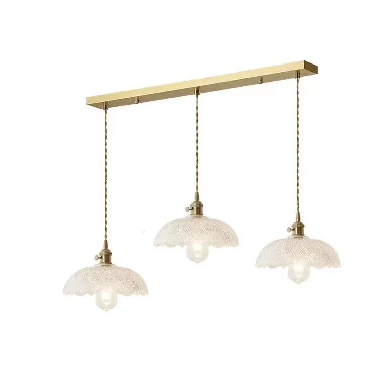 Three-head restaurant lamp chandelier Modern simple Japanese brass glass chandelier Various combinations Dining table Bar lamp
Three-head restaurant lamp chandelier Modern simple Japanese brass glass chandelier Various combinations Dining table Bar lamp