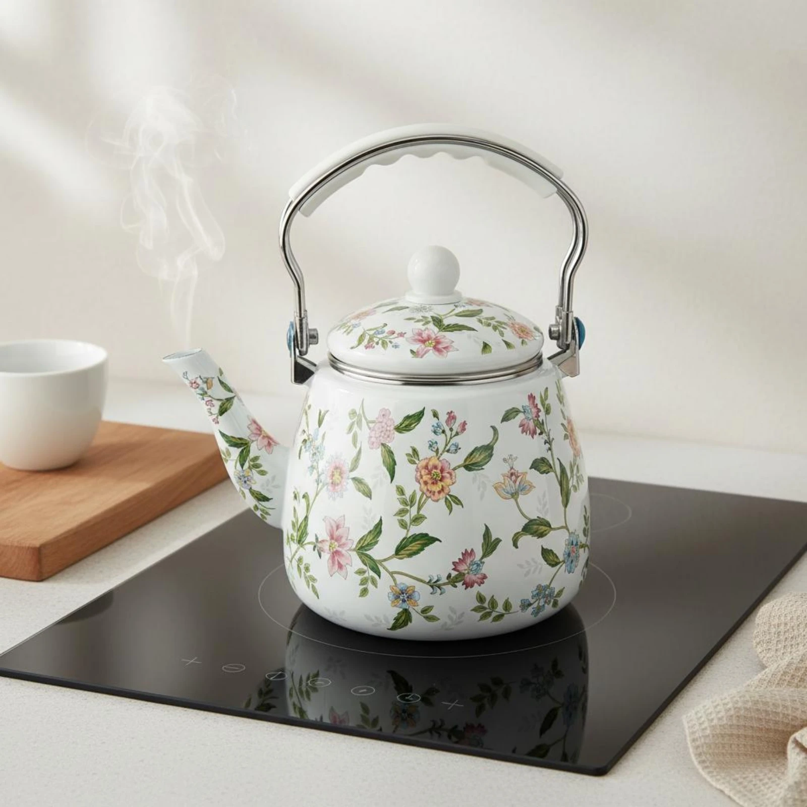 Stovetop Water Kettle with Infuser Large Capacity Enamel Tea Kettle Floral Pattern Teapot for Kitchen
Stovetop Water Kettle with Infuser Large Capacity Enamel Tea Kettle Floral Pattern Teapot for Kitchen
