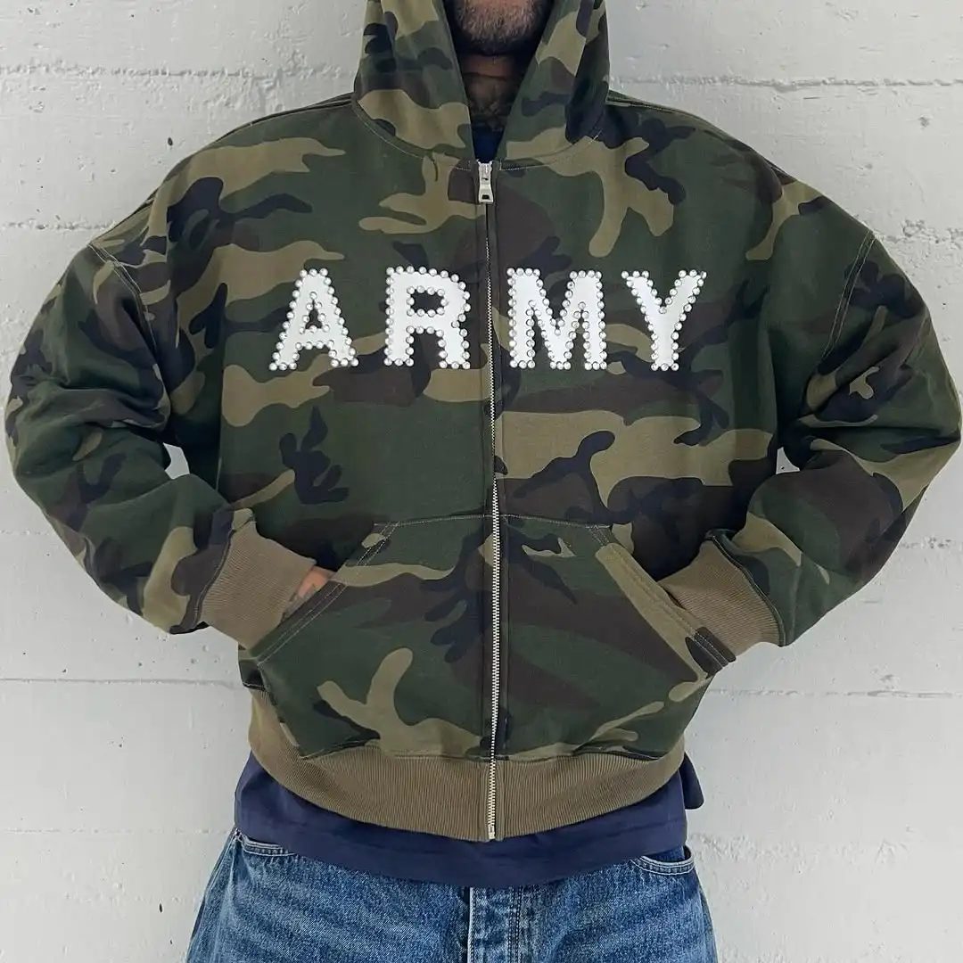 Harajuku American Y2K Simple Letter Printing Diamond-set Camouflage Zipper Hoodie Men's Trendy Street Hip-hop Rap Sports Jacket
Harajuku American Y2K Simple Letter Printing Diamond-set Camouflage Zipper Hoodie Men's Trendy Street Hip-hop Rap Sports Jacket
