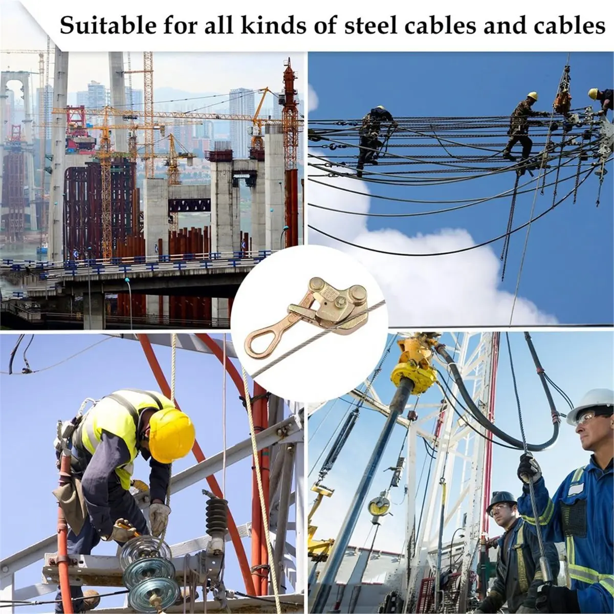 2 PCS Cable Grip Steel Wire Puller 1 Ton, 2210 Lb Load Cable Puller Tool for Wire Rope, Fits 2.5-16mm Cables
2 PCS Cable Grip Steel Wire Puller 1 Ton, 2210 Lb Load Cable Puller Tool for Wire Rope, Fits 2.5-16mm Cables