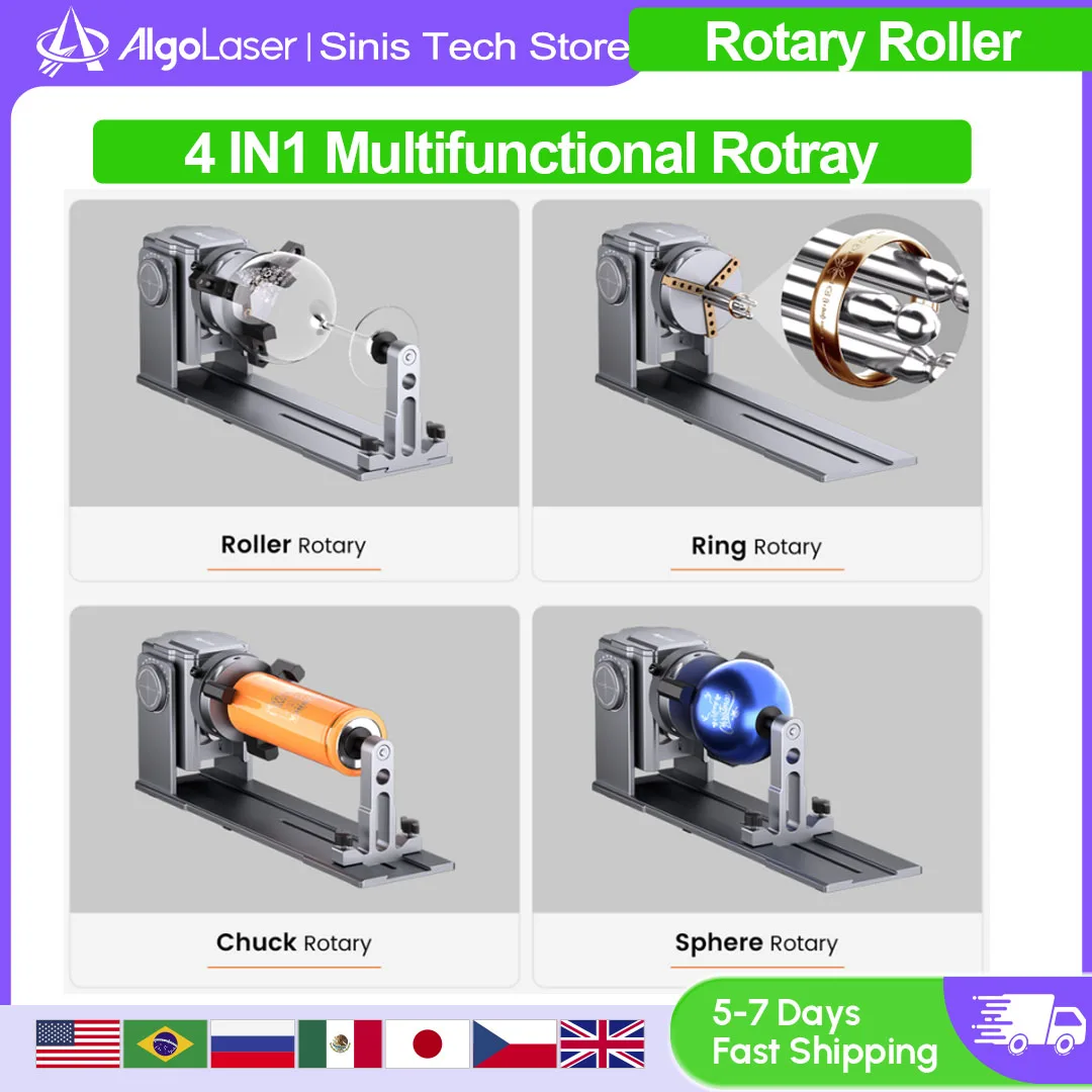 Algolaser ARC1.0 Laser Engraver Rotary Roller 360 Rotating Base Engraving Bottle Cans Circle 4IN1 Multi-function Chuck Rotary
Algolaser ARC1.0 Laser Engraver Rotary Roller 360 Rotating Base Engraving Bottle Cans Circle 4IN1 Multi-function Chuck Rotary