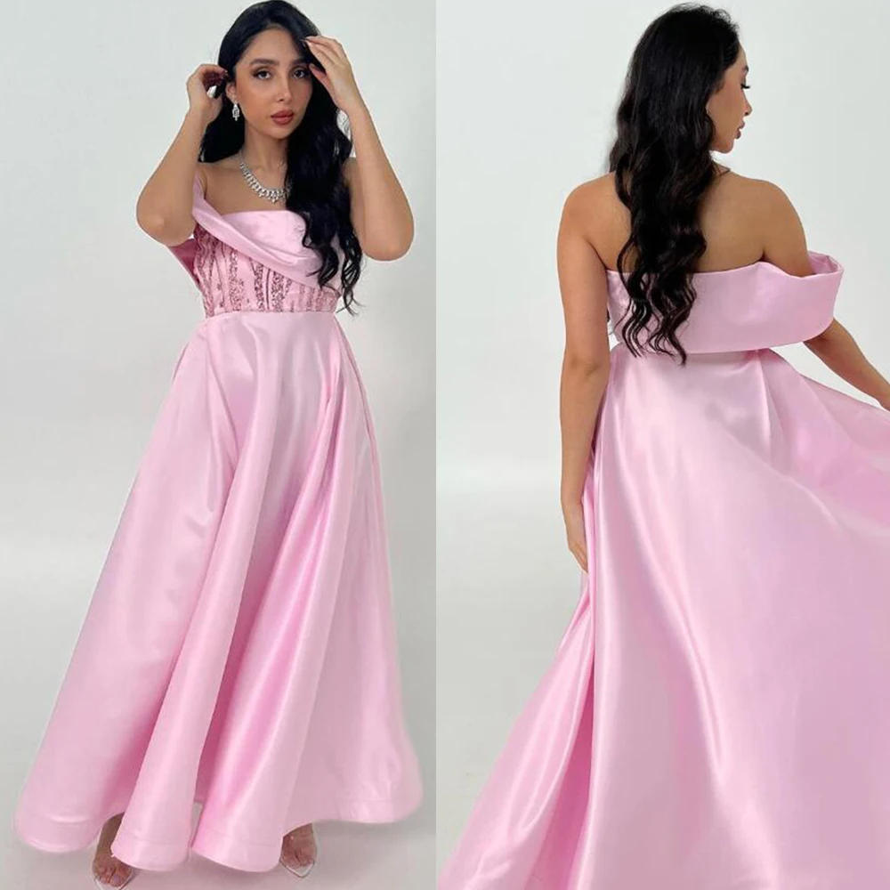 Off Shoulder A-line Sleeveless Satin Prom Gown Sexy Backless Ankle-Length Evening Party Dresses فساتين للحفلات الراقصة
Off Shoulder A-line Sleeveless Satin Prom Gown Sexy Backless Ankle-Length Evening Party Dresses فساتين للحفلات الراقصة