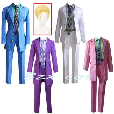 Kawajiri Kosaku Cosplay Costume Anime JoJo's Bizarre Adventure Kira Yoshikage Jackets Pants Tie Cosplay Suit Wig