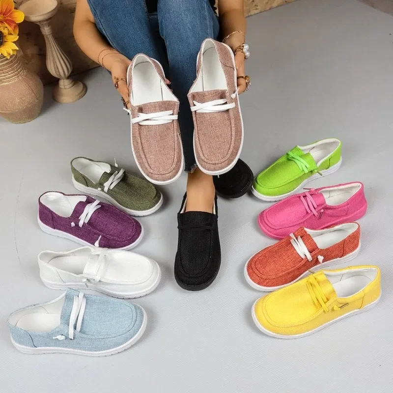Женские повседневные слипоны из канваса, лоферы, туфли-лодочки, легкие дышащие кроссовки на плоской подошве для ежедневных прогулок
Женские повседневные слипоны из канваса, лоферы, туфли-лодочки, легкие дышащие кроссовки на плоской подошве для ежедневных прогулок