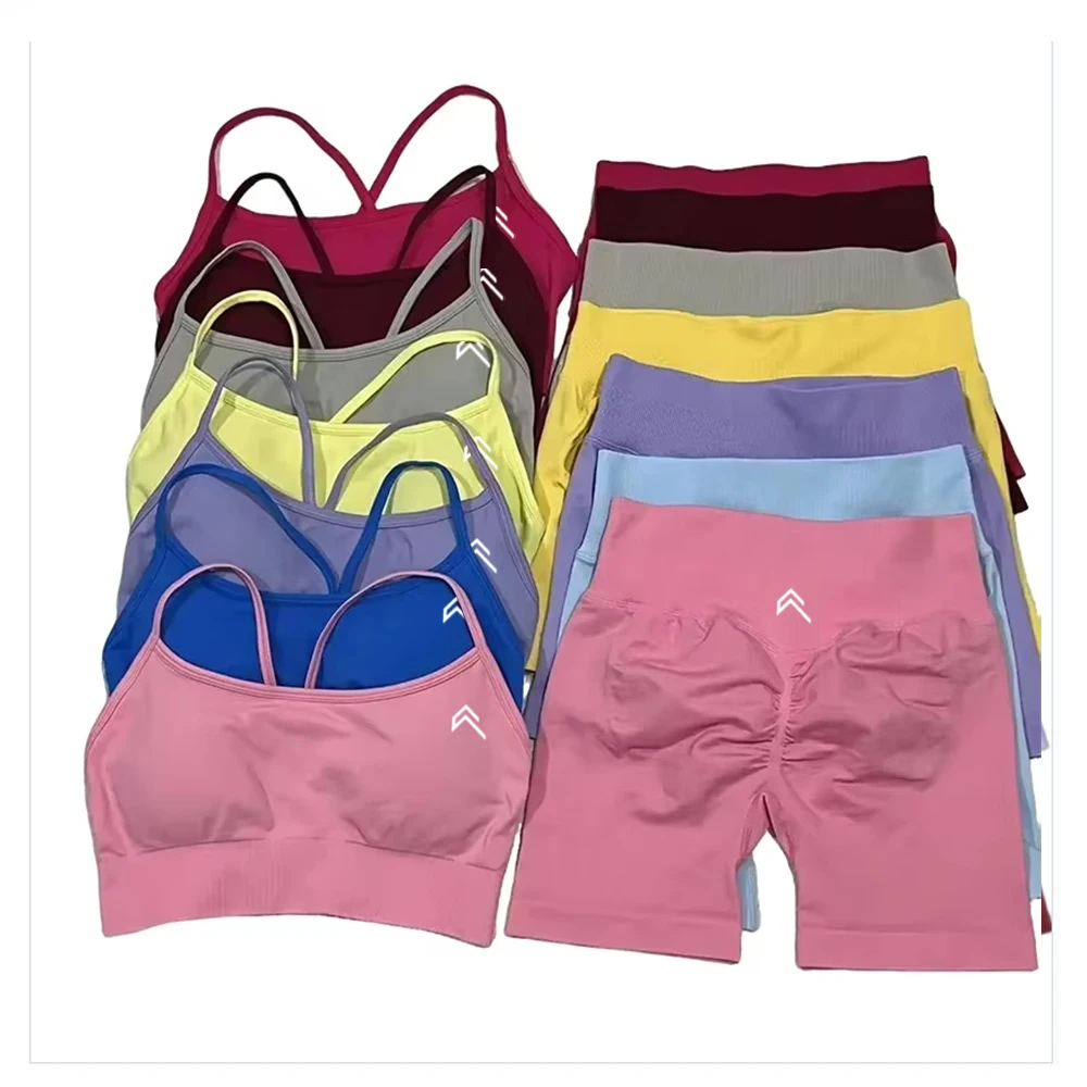 Women's New Seamless Shorts Suit Sexy Halter Bra High Waist Leggings Breathable Tight-fitting Sports Fitness Clothes
Women's New Seamless Shorts Suit Sexy Halter Bra High Waist Leggings Breathable Tight-fitting Sports Fitness Clothes