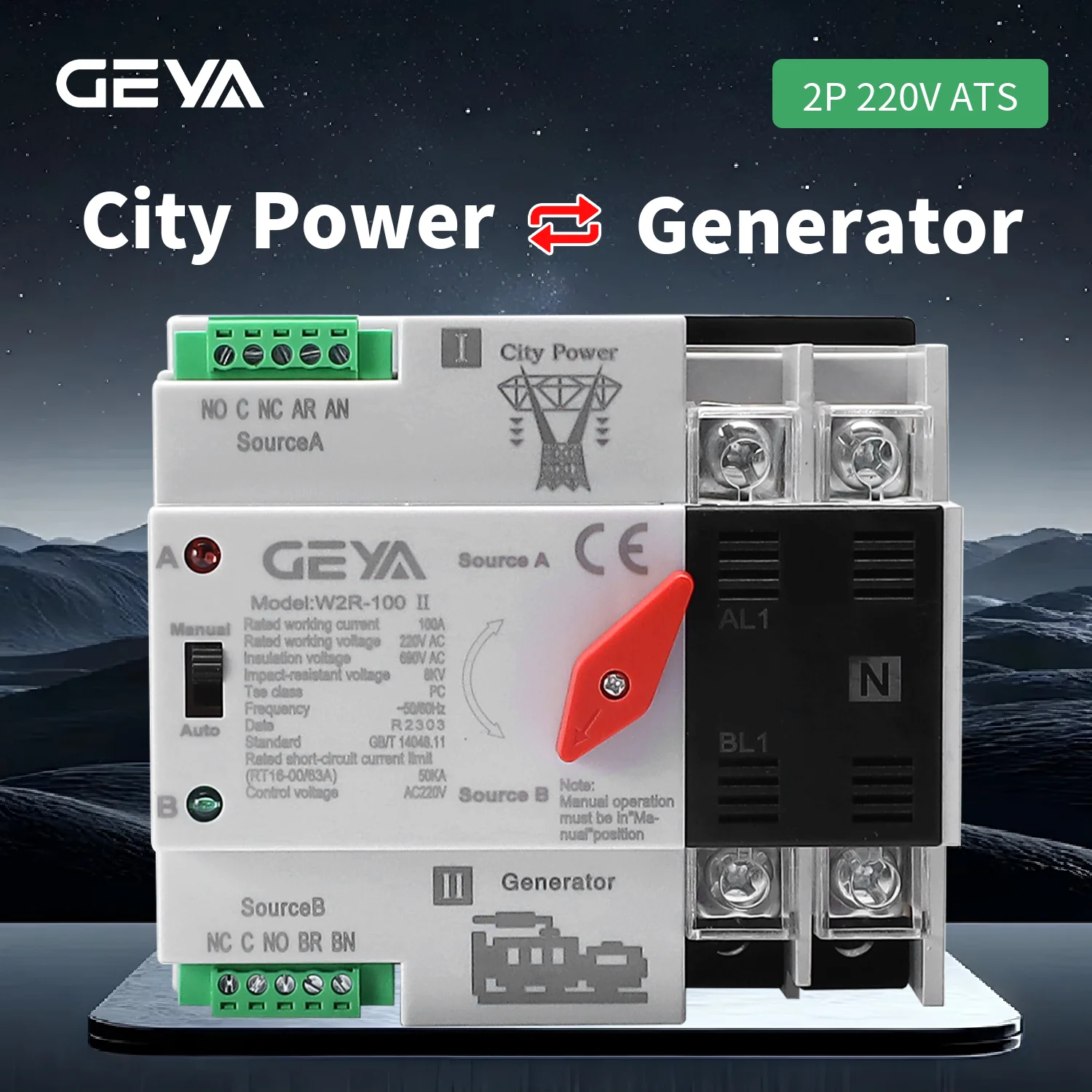 PC level ATS 2P 63A 220V Dual Power Automatic Transfer Switch Electrical Selector Switches Uninterrupted Power W2R Din Rail
PC level ATS 2P 63A 220V Dual Power Automatic Transfer Switch Electrical Selector Switches Uninterrupted Power W2R Din Rail