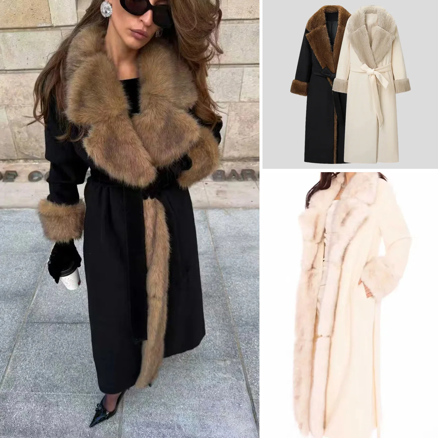 Spring New Arrival Women's Simple Sle Long Sve Large Fur Collar Knot Belted Mid-Length Woolen Coat Jaet
Spring New Arrival Women's Simple Sle Long Sve Large Fur Collar Knot Belted Mid-Length Woolen Coat Jaet