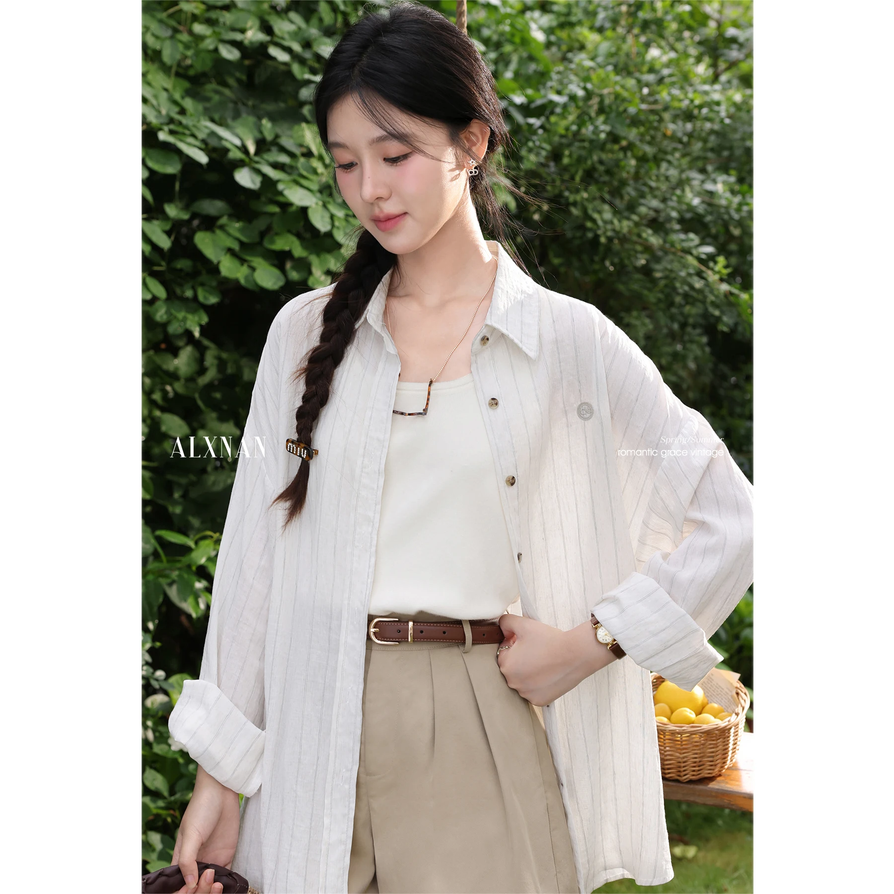 ALXNAN Striped Shirt Casual Sunscreen Casual Long Sleeve Blouses 2025 Summer Elegant Loose-fit Holiday Ladies Clothing L56567
ALXNAN Striped Shirt Casual Sunscreen Casual Long Sleeve Blouses 2025 Summer Elegant Loose-fit Holiday Ladies Clothing L56567