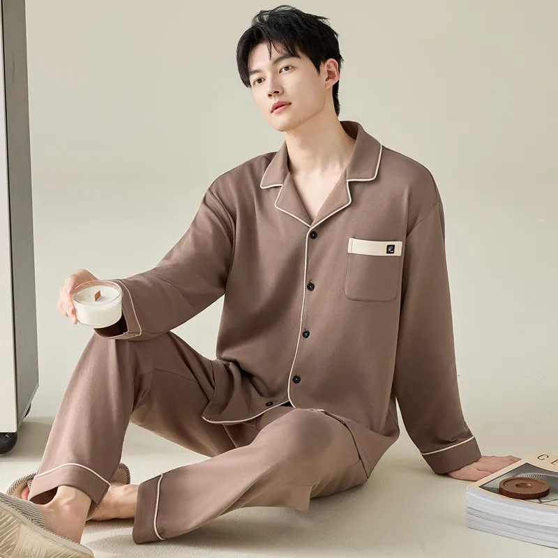 Big Size L-4XL Men's Cotton Pajamas Set Autumn Spring Cardigan Elegant Sleepwear Long Sleeves Long Pant Home Clothes Hombre
Big Size L-4XL Men's Cotton Pajamas Set Autumn Spring Cardigan Elegant Sleepwear Long Sleeves Long Pant Home Clothes Hombre