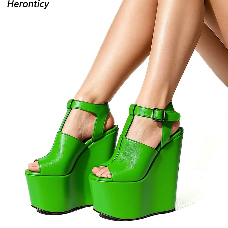 Rontic Handmade Women Platform Sandals T-strap Wedges Heels Peep Toe Pretty Green Fuchsia Pink Cosplay Shoes Ladies US Size 5-16
Rontic Handmade Women Platform Sandals T-strap Wedges Heels Peep Toe Pretty Green Fuchsia Pink Cosplay Shoes Ladies US Size 5-16