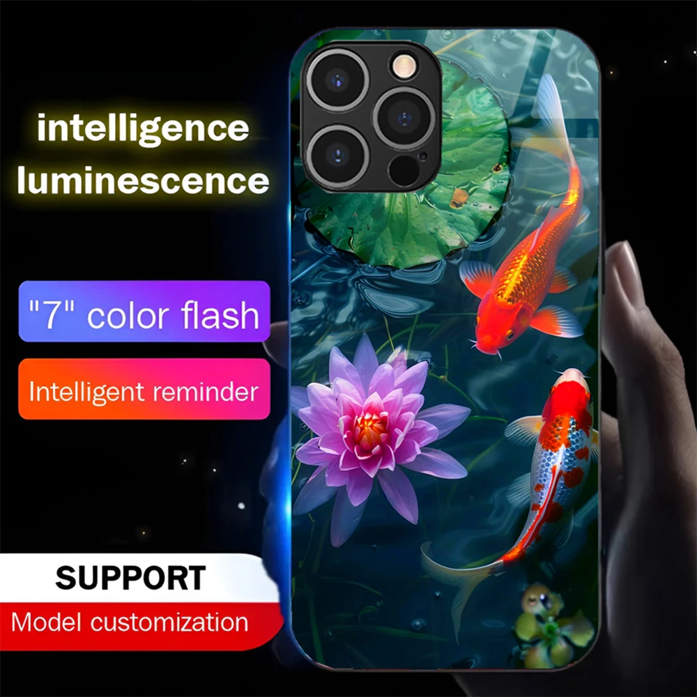 2025 Lucky Koi Carp Sound Control LED Flash Cases Luminous Glass Cover For iPhone 16 E 15 14 13 12 11 Pro Max XR XS Plus SE2020
2025 Lucky Koi Carp Sound Control LED Flash Cases Luminous Glass Cover For iPhone 16 E 15 14 13 12 11 Pro Max XR XS Plus SE2020