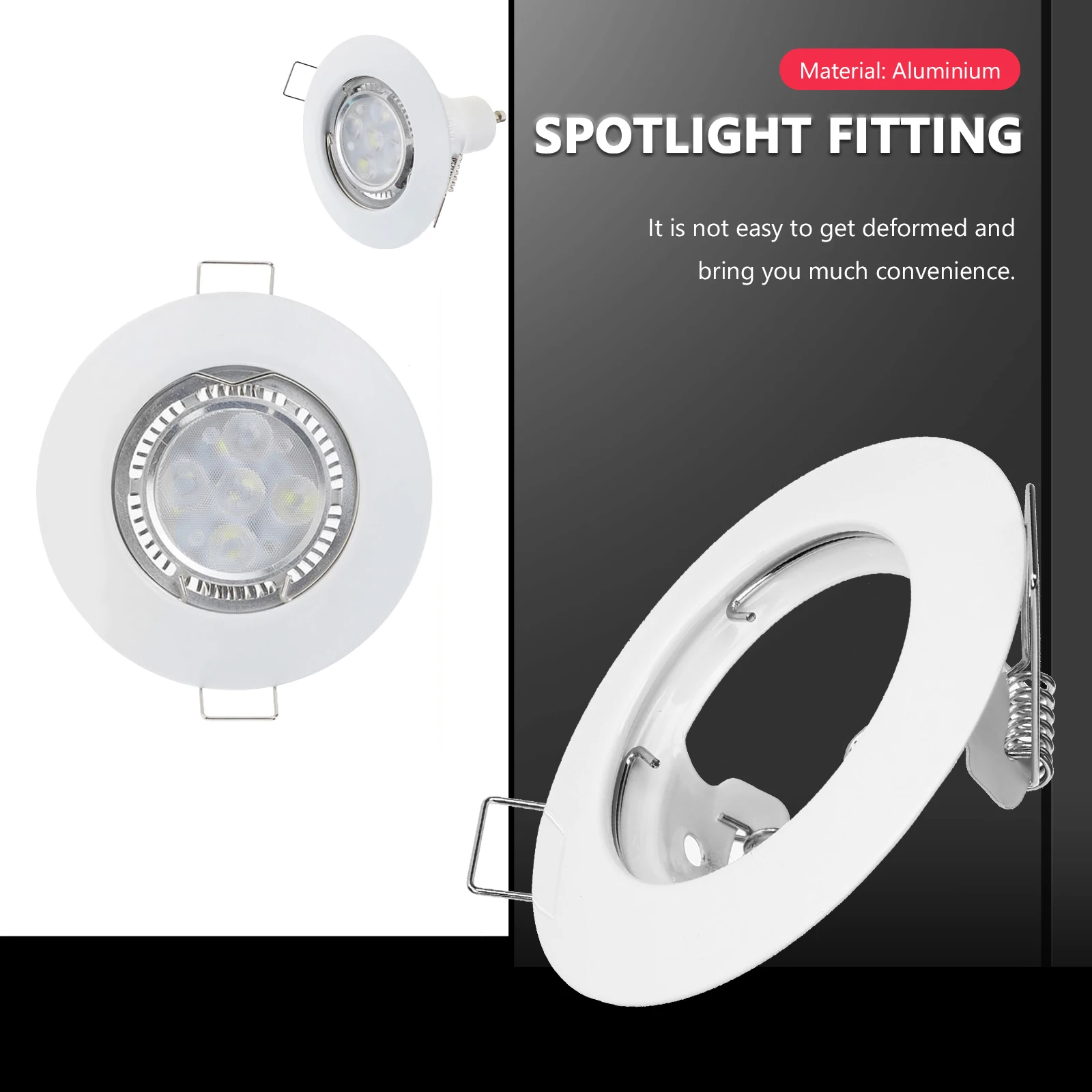 2pcs GU10 Recessed Light Trim Mounting Frame White 50mm Hole LED Spotlight Cover Kitchen Bedroom Hallway Shop Window Wooden
2pcs GU10 Recessed Light Trim Mounting Frame White 50mm Hole LED Spotlight Cover Kitchen Bedroom Hallway Shop Window Wooden