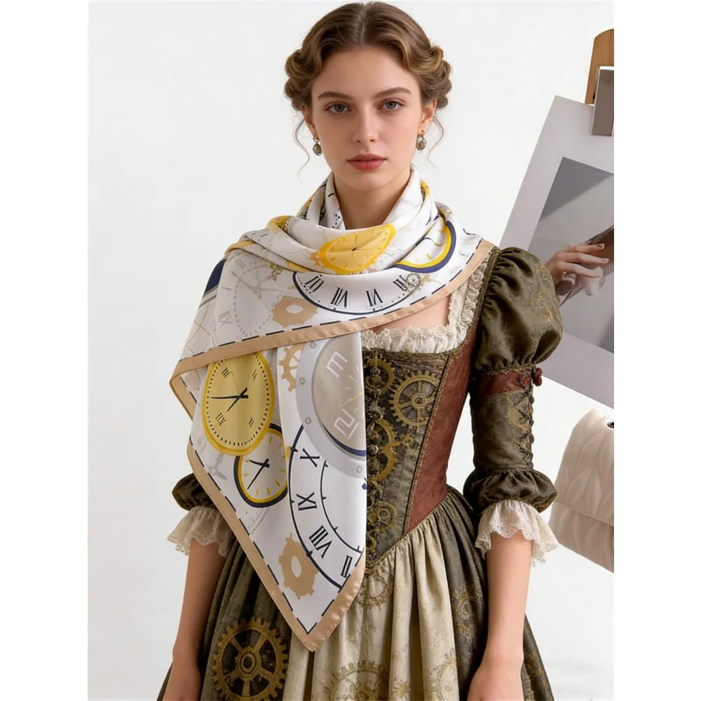 A new retro soft and comfortable square scarf, retro high-end scarf, watch printed silk scarf, sun protection,
A new retro soft and comfortable square scarf, retro high-end scarf, watch printed silk scarf, sun protection,