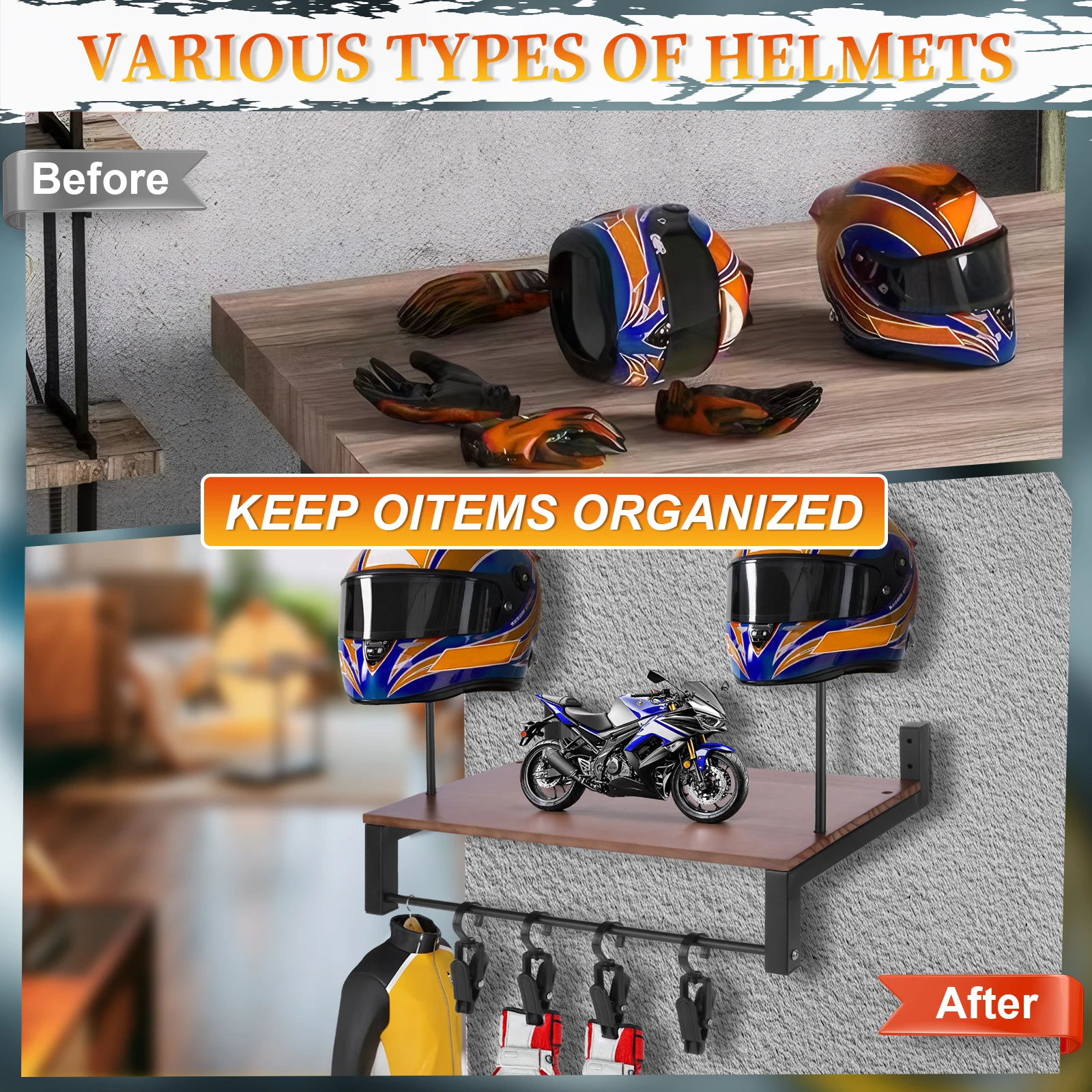 Wooden Motorcycle Helmet Holder Wall Mount Helmet Hanger Wear Resist Metal Helmet Stand for Motorcycle Accesories Storage
Wooden Motorcycle Helmet Holder Wall Mount Helmet Hanger Wear Resist Metal Helmet Stand for Motorcycle Accesories Storage