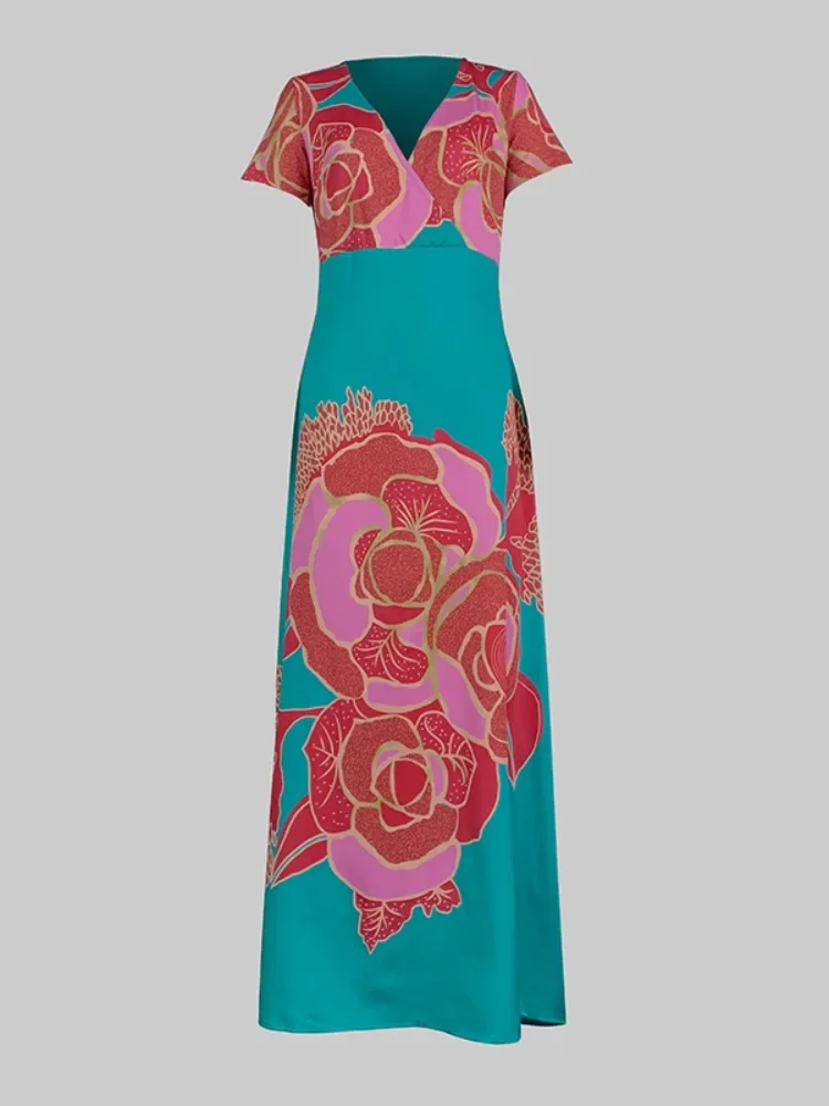 Bonboho Women's Stylish Party Dresses V-neck Short Sleeves Floral Printed A-line Dress Floor Length Pleated Summer Dress
Bonboho Women's Stylish Party Dresses V-neck Short Sleeves Floral Printed A-line Dress Floor Length Pleated Summer Dress