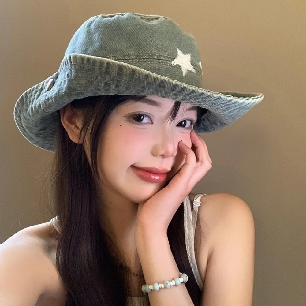 Retro Denim Star Fisherman Hat Adjustable Wide Brim Western Cowboy Hat Y2K Sunshade Mountaineering Hat Travel
Retro Denim Star Fisherman Hat Adjustable Wide Brim Western Cowboy Hat Y2K Sunshade Mountaineering Hat Travel