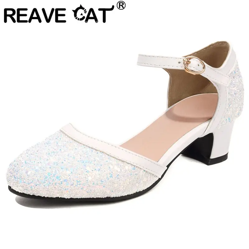 REAVE CAT 2025 Fashion Shiny Women Pumps Round Toe Block Heels 5cm Buckle Strap Plus Size 41 42 43 Sweet Dress Shoes for Girls
REAVE CAT 2025 Fashion Shiny Women Pumps Round Toe Block Heels 5cm Buckle Strap Plus Size 41 42 43 Sweet Dress Shoes for Girls