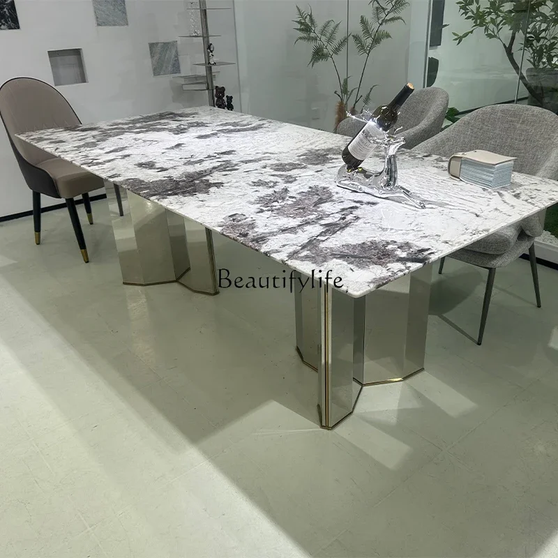 yj57 Imported natural marble dining table rectangular light luxury stone Italian household dining table
yj57 Imported natural marble dining table rectangular light luxury stone Italian household dining table