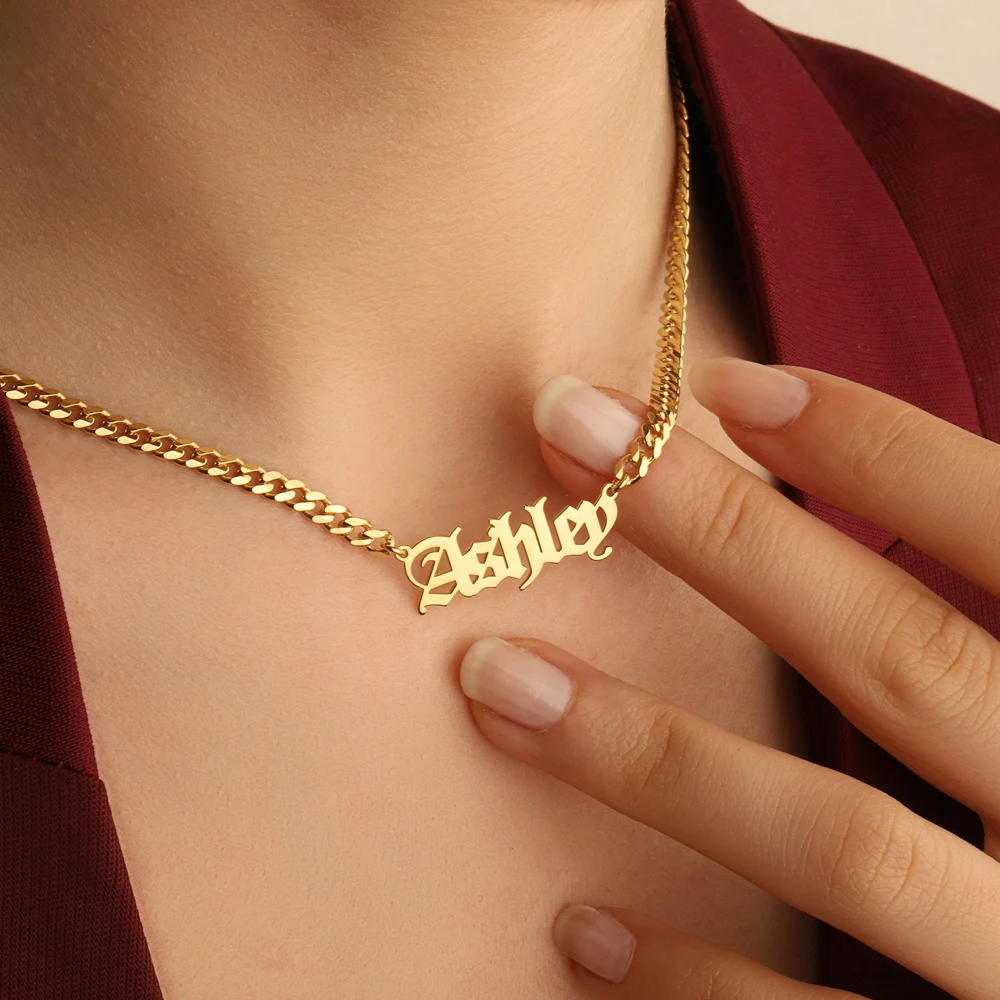 Custom Name Necklaces for Women Gold Plated Cuban Chain Personalized Necklace Stainless Steel Jewelry Valentines Day Gift collar
Custom Name Necklaces for Women Gold Plated Cuban Chain Personalized Necklace Stainless Steel Jewelry Valentines Day Gift collar