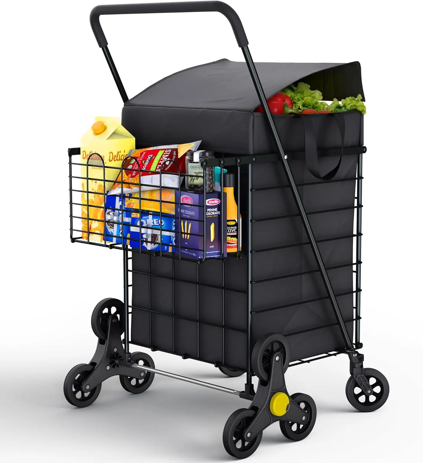Stair Climbing Shopping Cart with Waterproof Basket Liner, 360° Swivel Wheels, Foldable & Lightweight, Perfect for Groceries Laundry Utility - Black
Stair Climbing Shopping Cart with Waterproof Basket Liner, 360° Swivel Wheels, Foldable & Lightweight, Perfect for Groceries Laundry Utility - Black