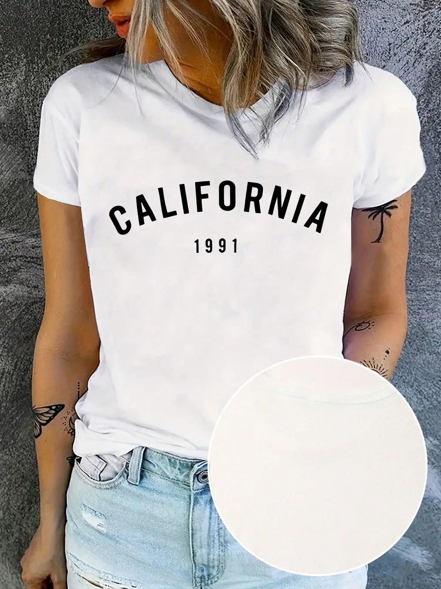 Футболка с круглым вырезом с принтом California 1991, повседневная футболка с коротким рукавом на весну и лето, женская одежда
Футболка с круглым вырезом с принтом California 1991, повседневная футболка с коротким рукавом на весну и лето, женская одежда