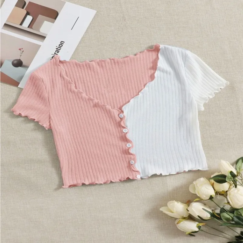 2024 Summer New Arrival Women's Fashion Wooden Ear Trim Short Sleeve Color Blocking V-Neck T-Shirt Daily Wear Ladies Clothes
2024 Summer New Arrival Women's Fashion Wooden Ear Trim Short Sleeve Color Blocking V-Neck T-Shirt Daily Wear Ladies Clothes