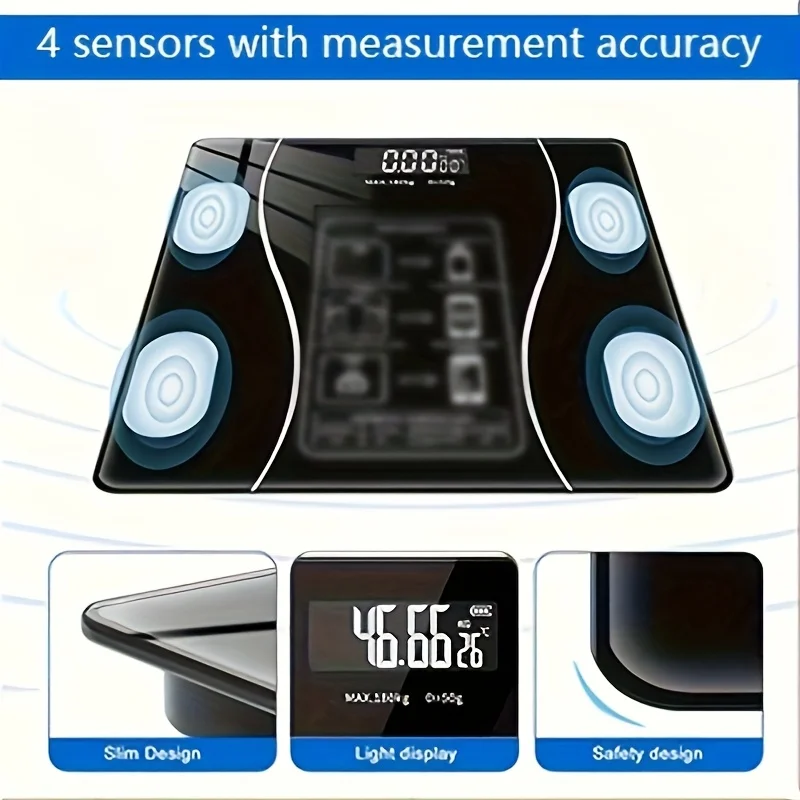 Smart Body Fat Scale with App - Tracks Weight, BMI, Muscle, Water, 13+ Metrics, Bluetooth Tempered Glass
Smart Body Fat Scale with App - Tracks Weight, BMI, Muscle, Water, 13+ Metrics, Bluetooth Tempered Glass