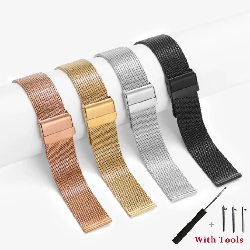 20mm 22mm Quick Release Milanese Watch Strap Metal Double Safety Watch Buckle Band Replacement for Universal Watch Bracelet
20mm 22mm Quick Release Milanese Watch Strap Metal Double Safety Watch Buckle Band Replacement for Universal Watch Bracelet