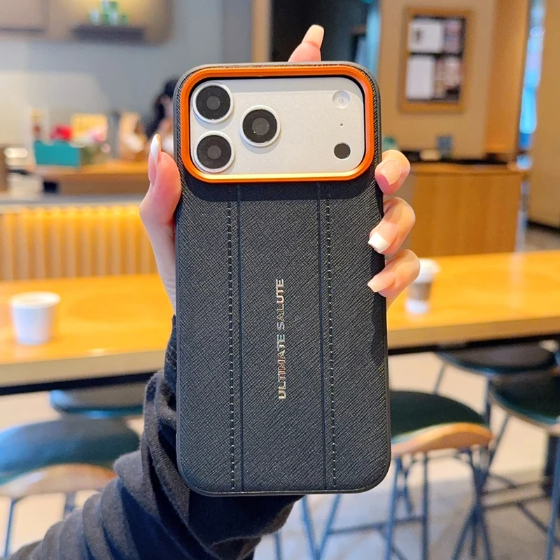 For iPhone 17 16 15 Pro Max Air Case ELVEV Luxury Cross Texture PU Leather Protection Slim Camera Ring Phone Cover For iPhone 17
For iPhone 17 16 15 Pro Max Air Case ELVEV Luxury Cross Texture PU Leather Protection Slim Camera Ring Phone Cover For iPhone 17