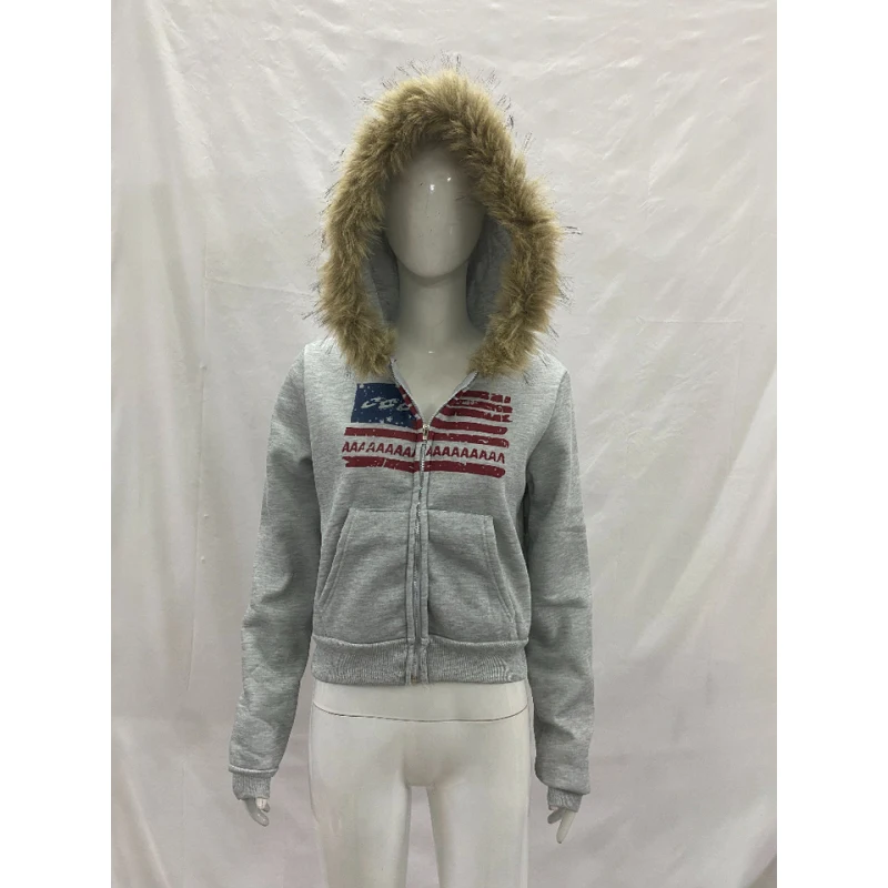 Y2K Aesthetic Cropped Zip Up Hoodie Women Faux Fur Trim Hood Print Streetwear Casual Fall Winter Warm Pocketed Crop
Y2K Aesthetic Cropped Zip Up Hoodie Women Faux Fur Trim Hood Print Streetwear Casual Fall Winter Warm Pocketed Crop