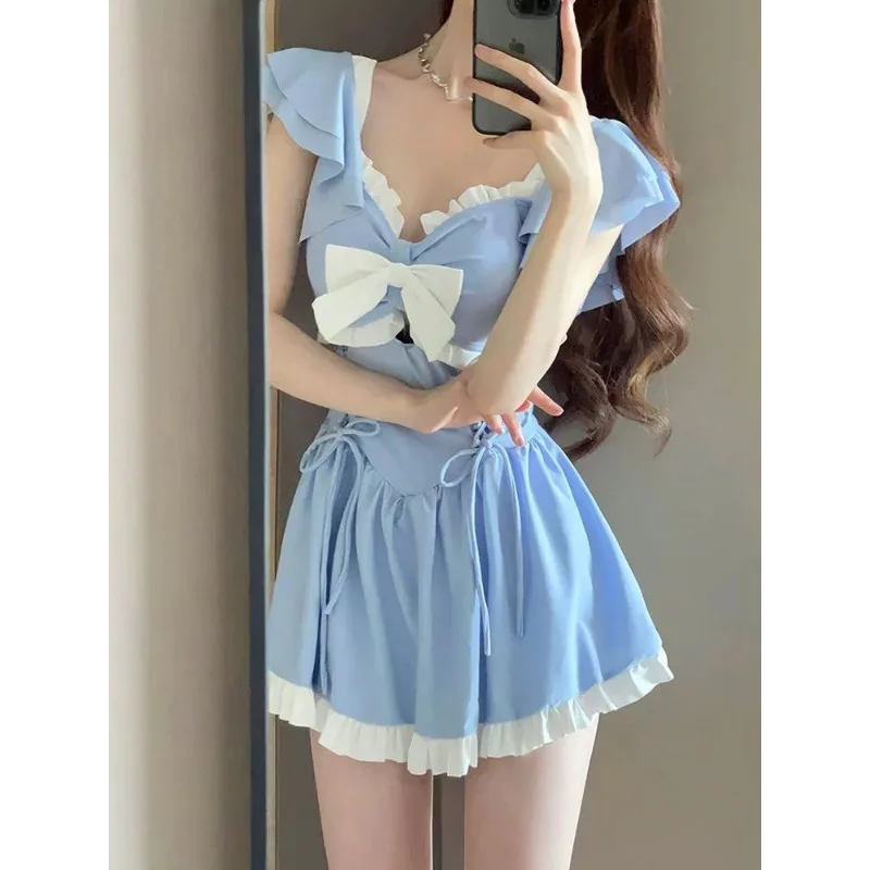 Women Sweet Ruffle Skirted One Piece Swimsuit Bow Lace Tummy Control Conservative Swimwear For Beach
Women Sweet Ruffle Skirted One Piece Swimsuit Bow Lace Tummy Control Conservative Swimwear For Beach