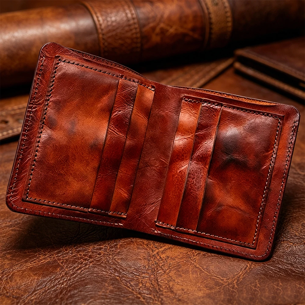 Genuine Cow Leather Men Short Wallet Vintage Card Holder Small Male Purses High Quality Handmade Wallet For Gift
Genuine Cow Leather Men Short Wallet Vintage Card Holder Small Male Purses High Quality Handmade Wallet For Gift