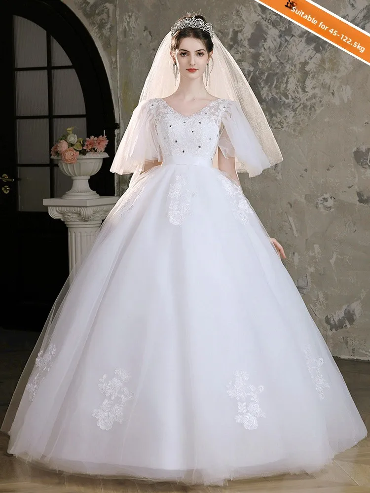 Свадебное платье больших размеров для беременных, легкое, простое, элегантное, с V-образным вырезом и длинными рукавами, для женщин больших размеров
Свадебное платье больших размеров для беременных, легкое, простое, элегантное, с V-образным вырезом и длинными рукавами, для женщин больших размеров