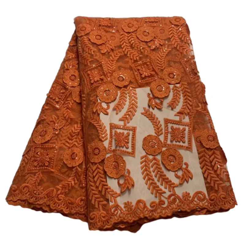 African Sequins Net Lace Fabric 2022 Orange High Quality Lace Elegant Nigerian Wedding Lace Fabrics Sewing French Tulle Lace
African Sequins Net Lace Fabric 2022 Orange High Quality Lace Elegant Nigerian Wedding Lace Fabrics Sewing French Tulle Lace