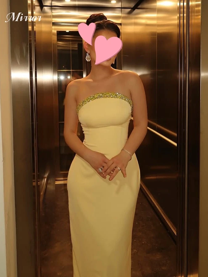 Mirror Dress Elegant Vintage Sweet Yellow Beads Strapless Simple Customize Formal Occasion Prom Dress Evening Party Gowns
Mirror Dress Elegant Vintage Sweet Yellow Beads Strapless Simple Customize Formal Occasion Prom Dress Evening Party Gowns