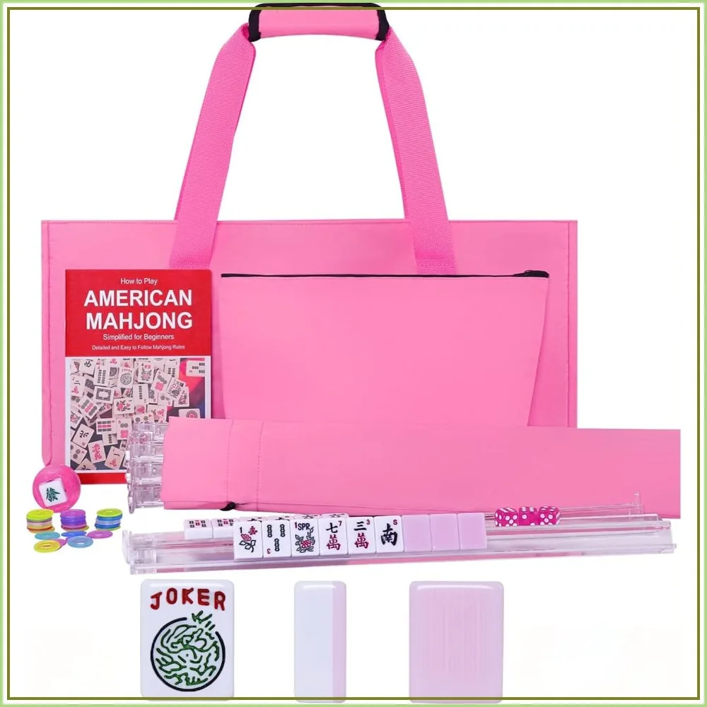166-Piece Pink American Mahjong Set, Tiles, Bag, Racks & Accessories
166-Piece Pink American Mahjong Set, Tiles, Bag, Racks & Accessories