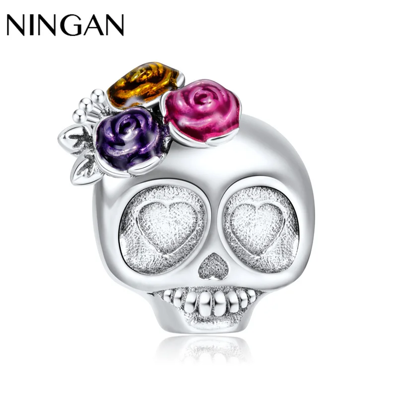 NINGAN Halloween Collection 925 Sterling Silver Flower Skull Charms Colorful Enamel Beads Fit Women Bracelets DIY Jewelry
NINGAN Halloween Collection 925 Sterling Silver Flower Skull Charms Colorful Enamel Beads Fit Women Bracelets DIY Jewelry