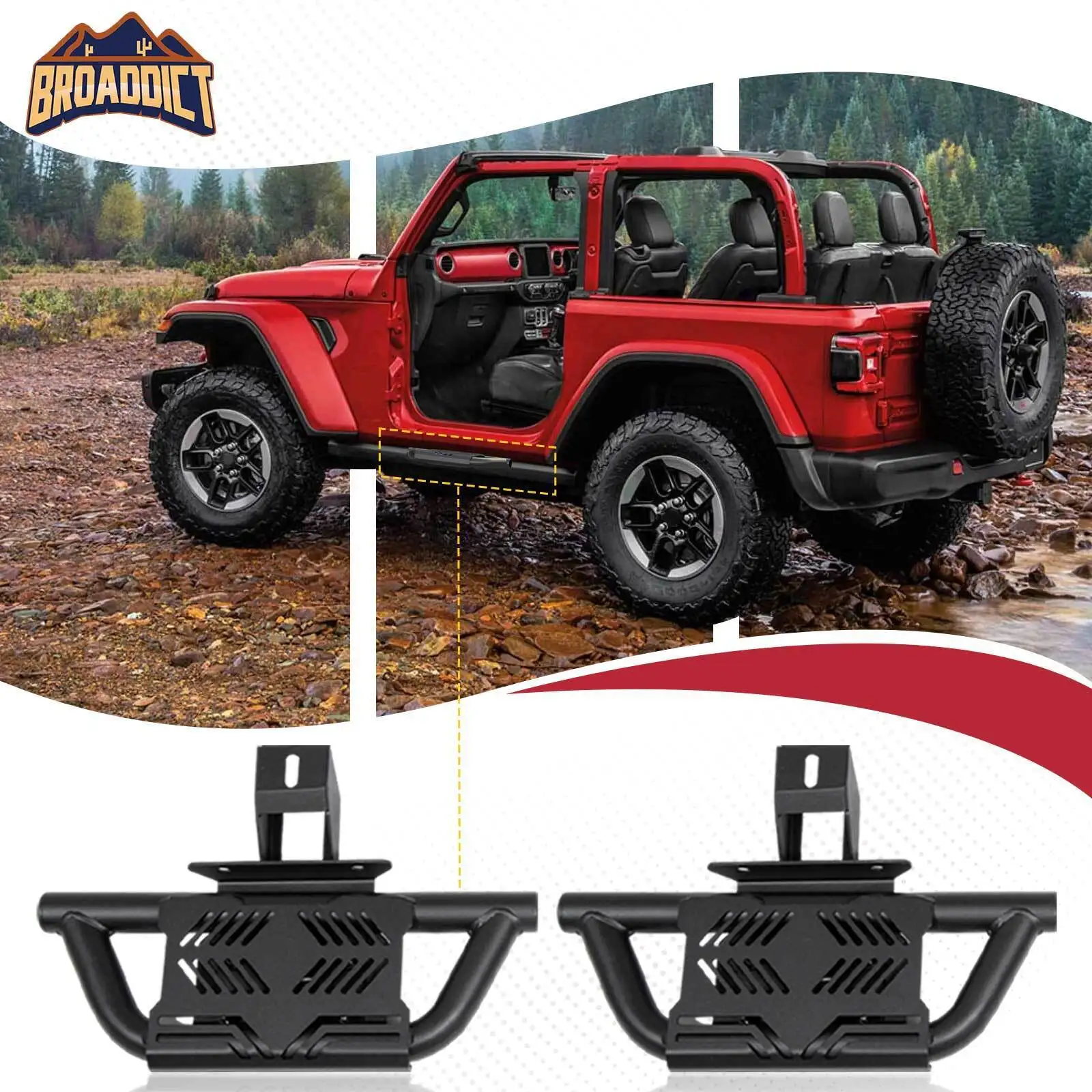 2X EZ Side Steps for 2018-2025 Jeep Wrangler JL 2-Doors or JL 4-Doors Front Door
2X EZ Side Steps for 2018-2025 Jeep Wrangler JL 2-Doors or JL 4-Doors Front Door